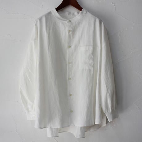 **再入荷** Linenya リネンヤ　リネンバンドカラーシャツ　#ホワイト、アイボリー、グレー、ブラック