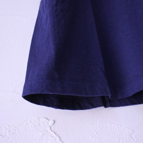 homspun ホームスパン 40/1フライスVネックギャザースリーブTシャツ　#サラシ、ブラック、TOPネイビー