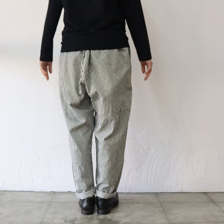 **またまた再入荷** homspun ホームスパン　6ozヒッコリーギャザーパンツ　#太ストライプ　【送料無料】