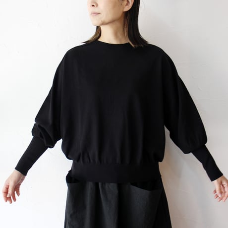 **再入荷** Linenya リネンヤ　as it is.  コットンバルーンスリーブニット　#ブラック