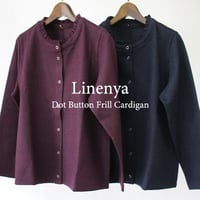 **再入荷** Linenya リネンヤ　ドットボタンフリルカーデ　#ネイビー、エンジ　【送料無料】
