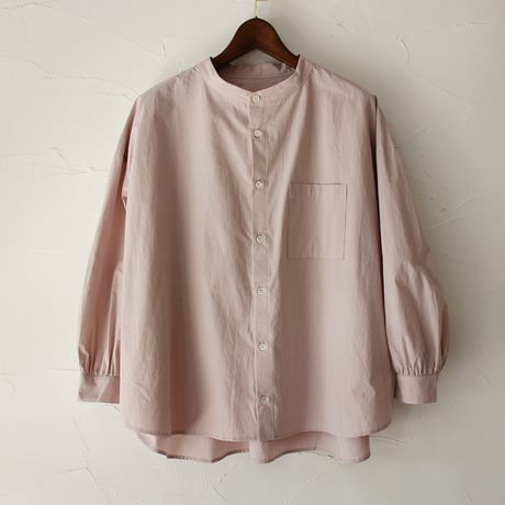 LinenYa リネンヤ　コットンバンドカラー長袖シャツ　#ピンク