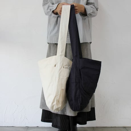 homspun ホームスパン　コットンショルダーBAG（大）　#生成り、パープルネイビー