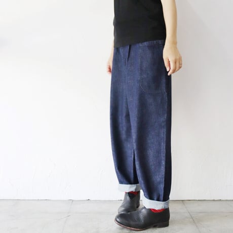 **再入荷** atelier naruse アトリエナルセ cotton denim balloon pants コットンデニムウエストゴムバルーンパンツ #インディゴ　【送料無料】