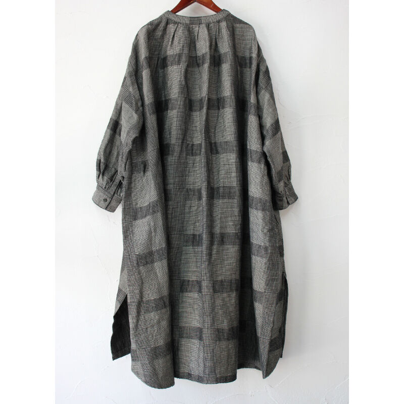 Brocante ブロカント 綿麻グレンチェックシャンブルワンピース