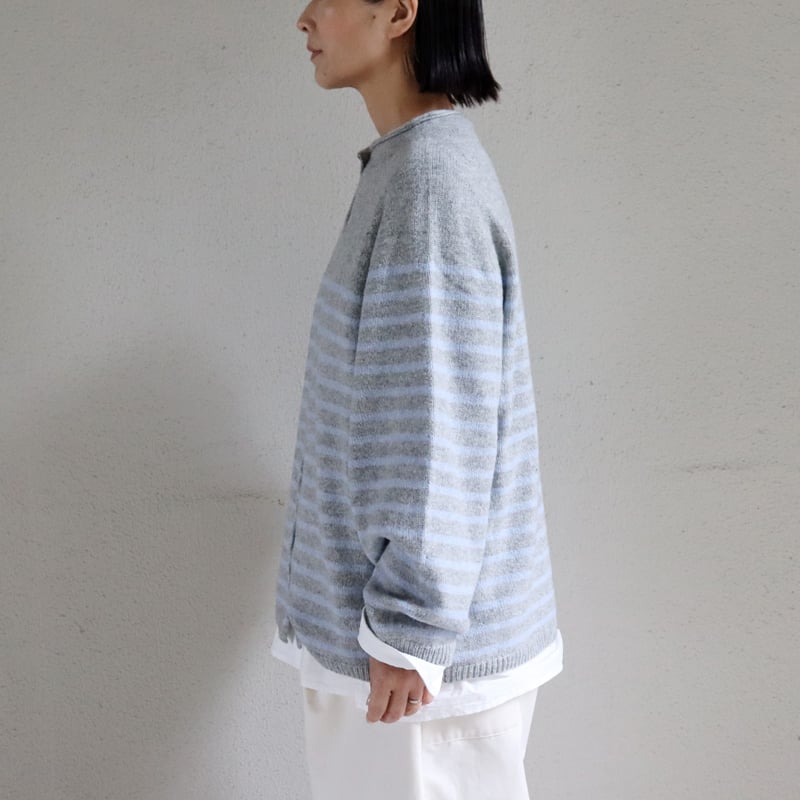 maomade マオメイド エアーヤーンパネルしましま2WAYプルオーバー