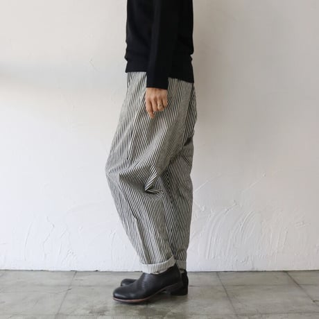 **またまた再入荷** homspun ホームスパン　6ozヒッコリーギャザーパンツ　#太ストライプ　【送料無料】