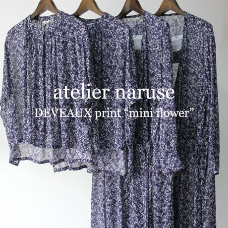 atelier naruse アトリエナルセ　デヴォ社～mini flower～バンドカラーブラウス　#ネイビー