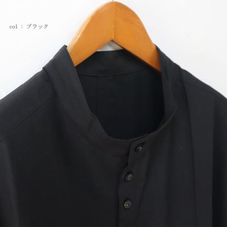 **またまたまた再入荷**Linenya リネンヤ　コットンヘンリーネックブラウス　#アイボリー、ベージュ、ネイビー、ブラック　【送料無料】
