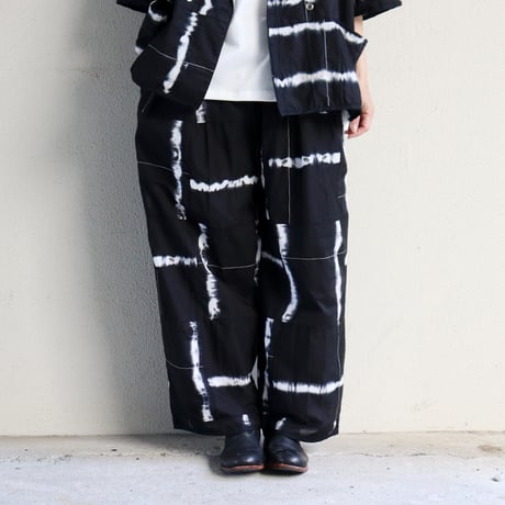 ARTE POVERA アルテポーヴェラ　スーピマローンしぼり染め2タックイージーパンツ　#ブラックMIX