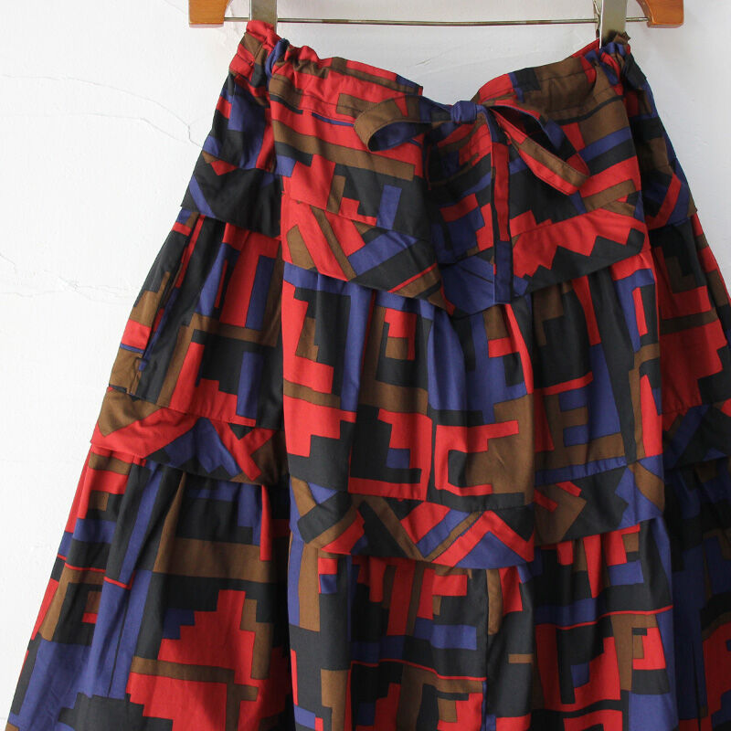 homspun ホームスパン パッチワークプリントティアードスカート  