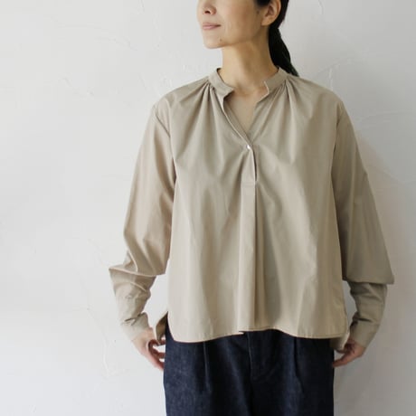 amne アンヌ　PIMA skipper Blouse　スーピマコットンスキッパーブラウス　#ホワイト、ベージュ、ネイビー
