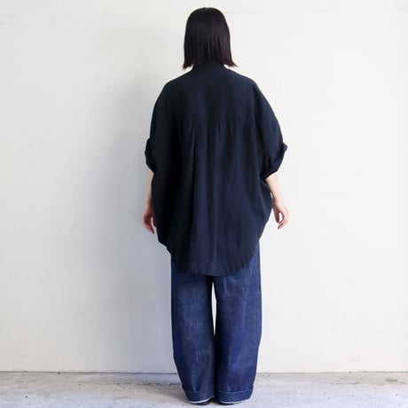 CAERULA PER LIGHTS カエルラ　40リネンショートスリーブシャツ　#ブラック