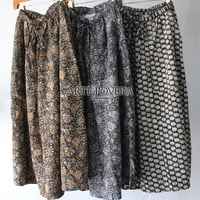 ARTE POVERA アルテポーヴェラ　インド草木染めハンドプリントロングギャザリングパンツ　【送料無料】