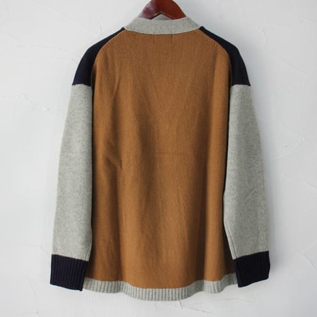 **再入荷**　mao made マオメイド　ウールクレイジーパターンカーディガン　#ブラック、ネイビー、レッド
