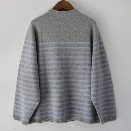maomade マオメイド　エアーヤーンパネルしましま２WAYプルオーバー　#ネイビー、グレー