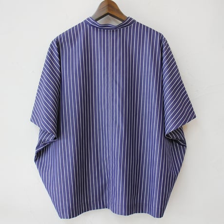 **またまたまた再入荷** LinenYa リネンヤ　コットンストライプヘンリーネックブラウス　#ネイビー、ホワイト