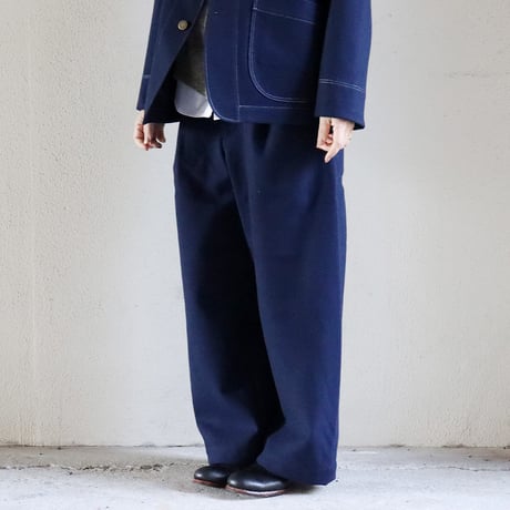 ASEEDONCLOUD アシードンクラウド Melton denim HandWerker wide trousers メルトンデニムワイドトラウザー #ブルー