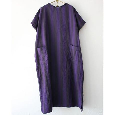 **またまた再入荷** homspun ホームスパン　コットンリネン太ストライプBIGワンピース
