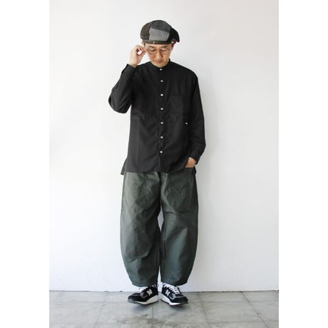 amne アンヌ　GABARDINE covered shirts ギャバジンカバードシャツ　#ブラック　【送料無料】