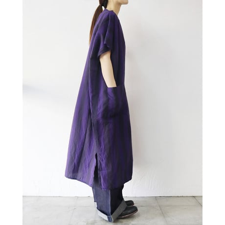 **またまた再入荷** homspun ホームスパン　コットンリネン太ストライプBIGワンピース