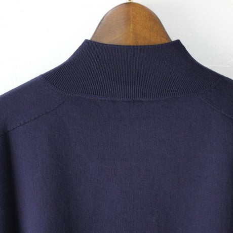 **またまたまた再入荷** LinenYa リネンヤ as it is.  コットンモックネック5分袖ニット　#ネイビー、ブラック、ホワイト