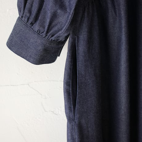 **またまた再入荷** LinenYa リネンヤ　5ozデニムスタンドカラーワンピース　#インディゴ