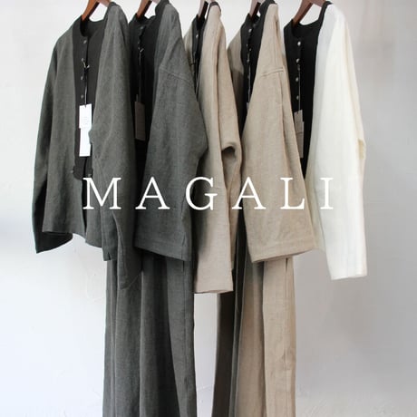 MAGALI マガリ　ブラッシュドベルギーリネンカーディガン　#ホワイト、ベージュ、チャコール