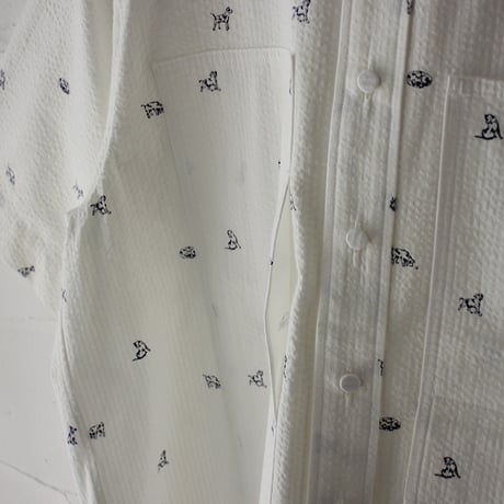 ASEEDONCLOUD アシードンクラウド companion dog print shokuonshitsu workshirts #off white