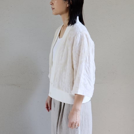 ARTE POVERA アルテポーヴェラ　インドジャガード8分袖カーディガン　#キナリ
