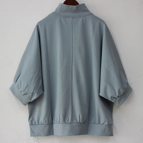 **またまた再入荷** Linenya リネンヤ　コットンシルク天竺5分袖ハイネックプルオーバー　#ブラック、ネイビー、オールドブルー、ベージュ