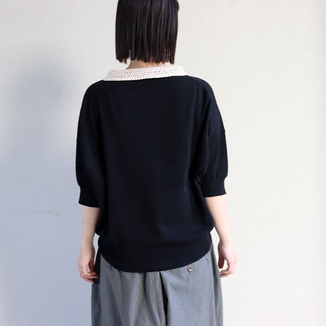 atelier naruse アトリエナルセ　cotton crochet collar knit　コットン クロシェカラー 半袖ニット