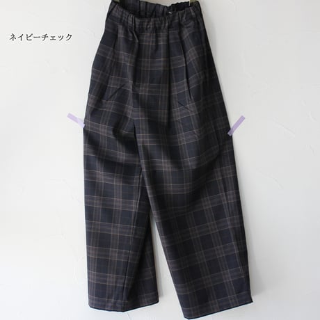 TRAVAIL MANUEL トラバイユマニュアル　トロチェック2タックワイドパンツ　#グレー、ネイビー