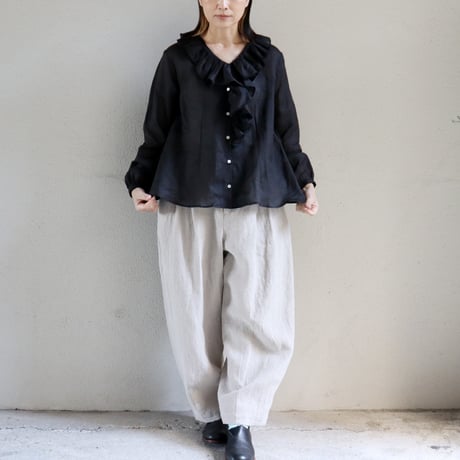 SUSURI ススリ　スネイルブラウス　#off white , black  【送料無料】
