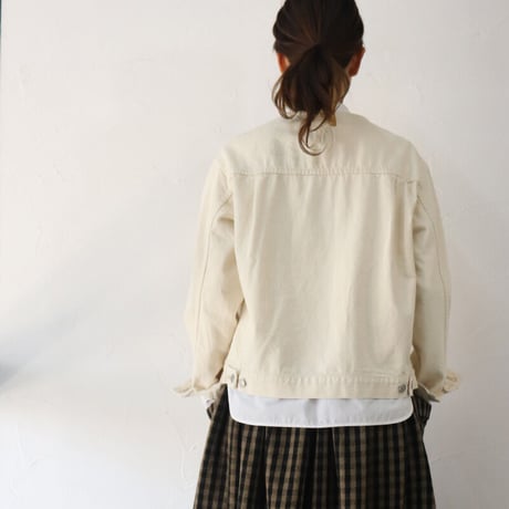 **再入荷** atelier naruse アトリエナルセ cotton denim no collar jacket コットンデニム ノーカラージャケット #インディゴ、生成り