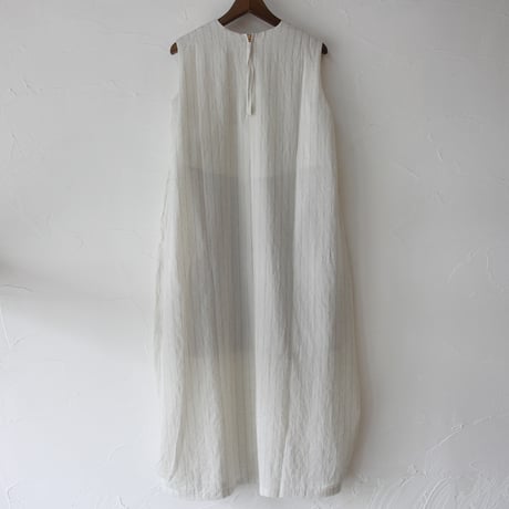 KHA:KI カーキ　FOIL PRINT STRIPE DRESS　#ecru 【送料無料】