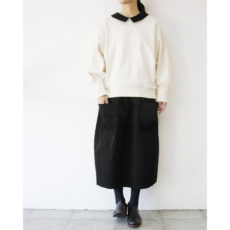 再入荷** homspun ホームスパン 細コールギャザースカート #シロ 再入荷** homspun ホームスパン 細コールギャザースカート #シロ