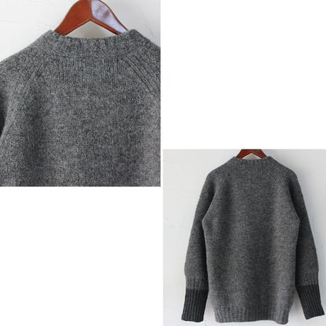 **再入荷** homspun ホームスパン　アルパカウールクルーネックプルオーバー　♯グレーｘチャコールグレー、ホワイトｘアイボリー　【送料無料】