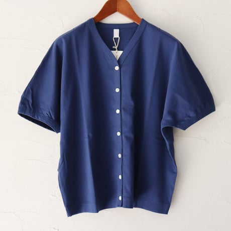 homspun ホームスパン　60/2天竺Vネックカーデ　#ネイビー、ブラック、モカ、ブルー