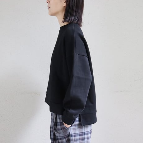 TRAVAIL MANUEL トラバイユマニュアル　リブニットボリュームスリーブプルオーバー　#ブラック