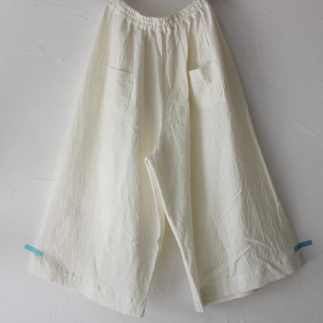 **またまた再入荷** LinenYa リネンヤ　リネンワイドキュロットパンツ　#ホワイト【送料無料】