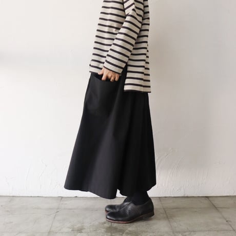 **再入荷** sasanqua by trees サザンカバイツリース　高密度ポプリンアシメレイヤーポケットスカート　#アイボリー、カーキ、ブラック
