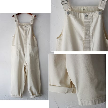 **再入荷** sasanqua by trees サザンカバイツリーズ　10ozカツラギデニムワークオール　#インディゴ、アイボリー