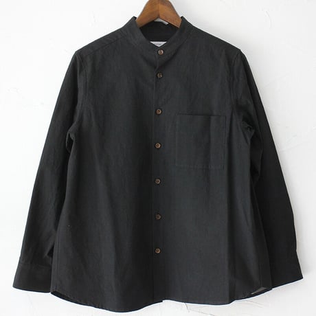 **再入荷** atelier naruse アトリエナルセ　コットンバンドカラーシャツ　#ホワイト、ブラック　【送料】