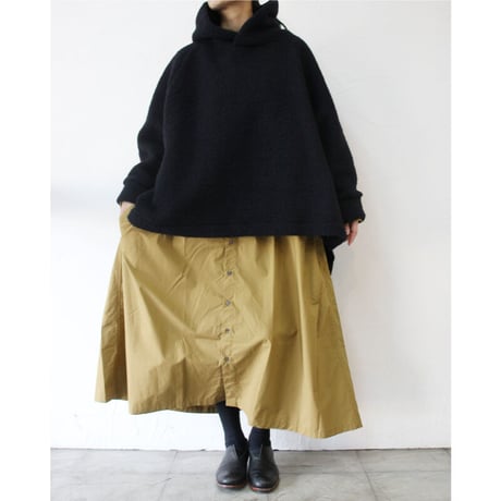 maomade マオメイド　ウール混圧縮フリースBIGBIGフード付きプルオーバー　#ネイビー　【送料無料】