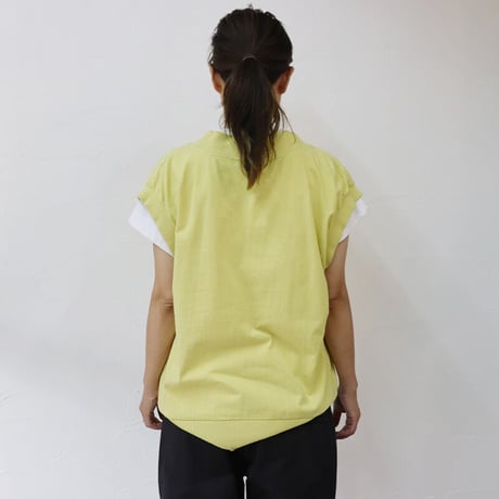 ARTE POVERA アルテポーヴェラ　製品染め16/-ムライト天竺Vネックベスト　#黒、レモン、ラベンダー