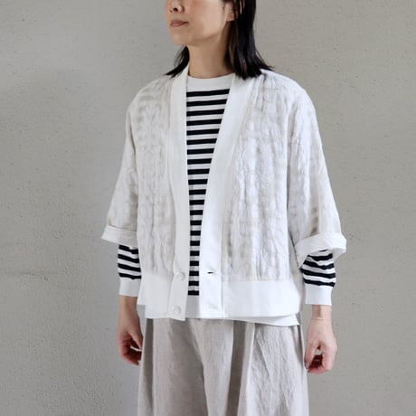 ARTE POVERA アルテポーヴェラ　インドジャガード8分袖カーディガン　#キナリ