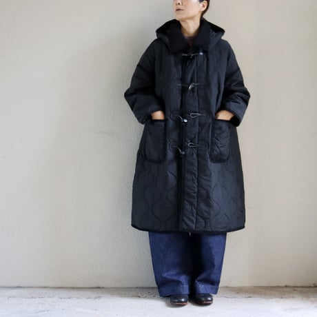 KHA:KI カーキ MIL QUILT DUFFLE COAT ミリタリーキルトダッフルコート　#ブラック　【送料無料】