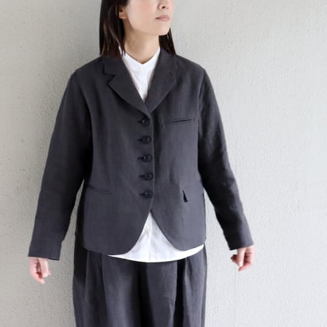 **再入荷** atelier naruse アトリエナルセ　リネンテーラードジャケット　linen tailored jacket　#ベイジュ、チャコール