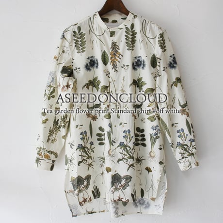 ASEEDONCLOUD アシードンクラウド　Tea garden flower print Standard shirt #off white 【送料無料】
